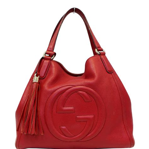 gucci bag soho red|Gucci soho leather tote.